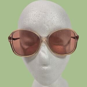 Vintage Zimco Translucent Frames Brown Glasses Plastic Round Tint Retro 80s 140m